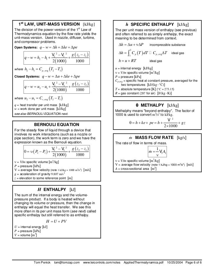 Applied Thermodynamics Notes Pdf